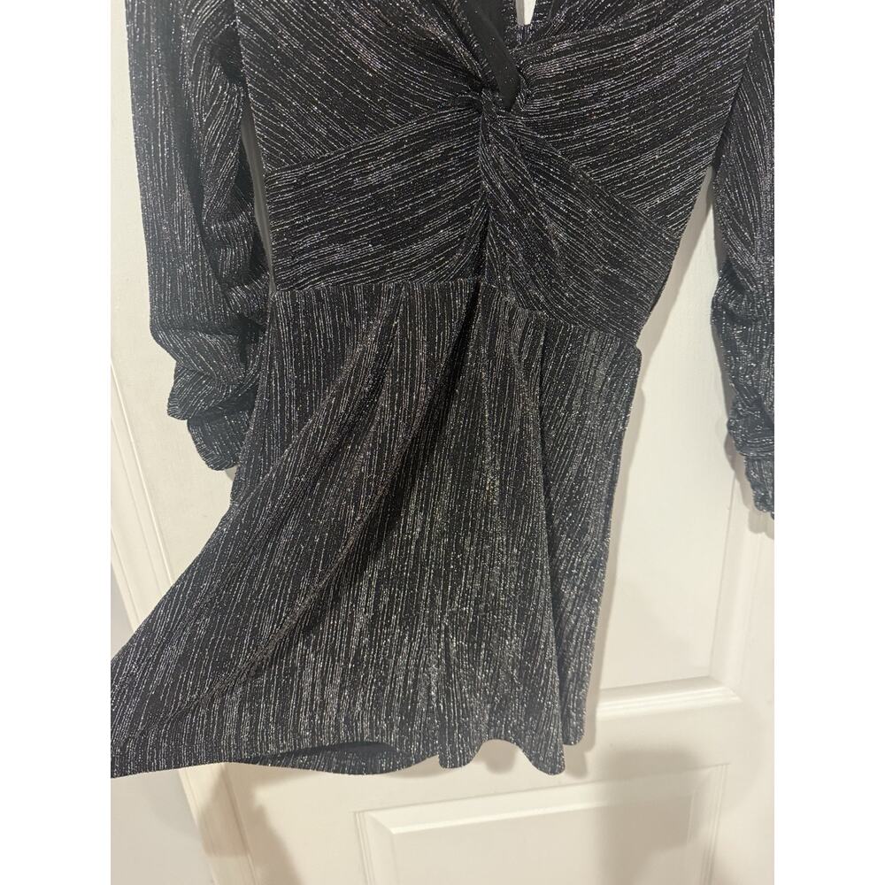 Silver/Black Size Small Romper Sparkle Long Sleeve - Picture 4 of 11